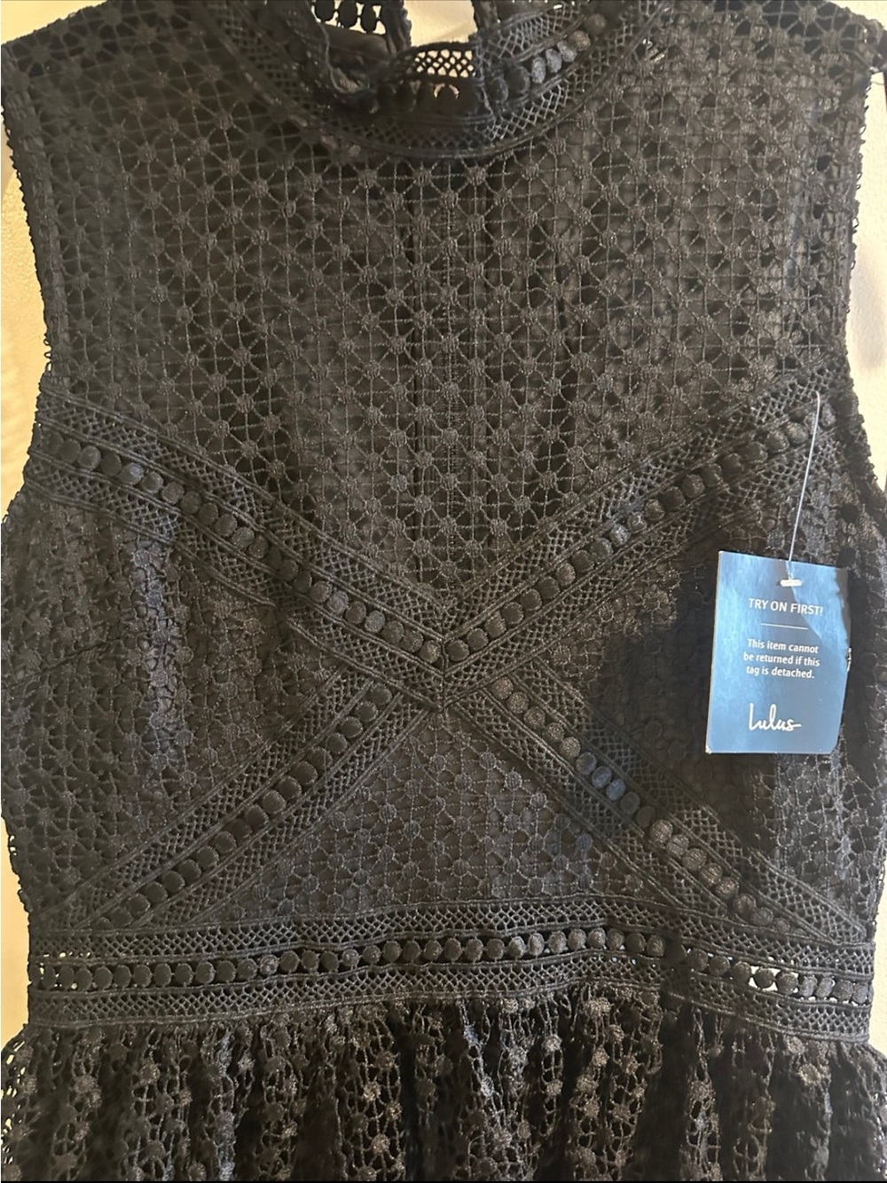 Lulu's Black Lace Peplum Dress - Picture 6 of 8